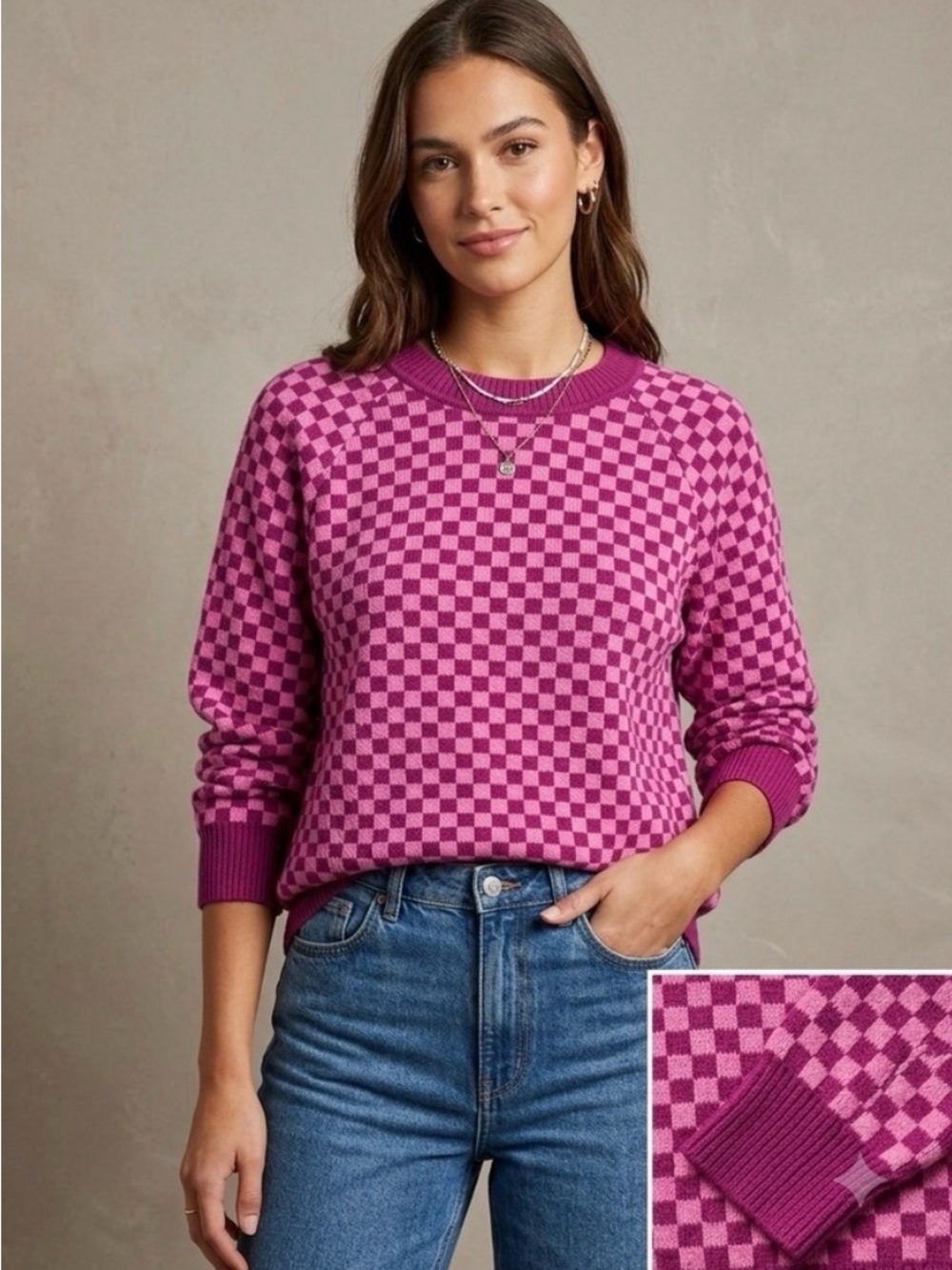 Future Collective x Gabriella Karefa-Johnson Women's Checkered Gingham Sweater M
